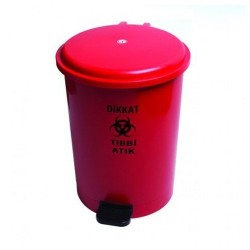 TIBBİ ATIK KONTEYNERİ 30LT PEDALLI TURUNCU/KIRMIZI