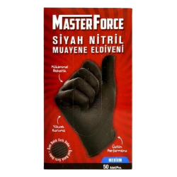 HASPET MASTER FORCE SİYAH NİTRİL MEDİUM ELDİVEN 1 KUTU=50 ADET