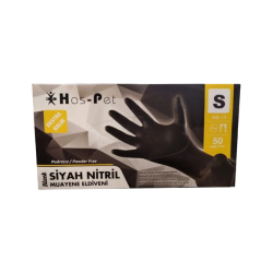 HASPET SİYAH NİTRİL 50Lİ PUDRASIZ MUAYENE ELDİVENİ SMALL EKSTRA KALIN