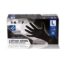 HASPET SİYAH NİTRİL 50Lİ PUDRASIZ MUAYENE ELDİVENİ LARGE EXTRA KALIN