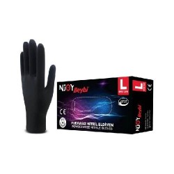 NJOY BEYBİ PUDRASIZ NİTRİL SİYAH ELDİVENİ LARGE 100LÜK