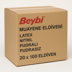 BEYBİ NİTRİL MUAYENE ELDİVENİ SİYAH PUDRASIZ MEDİUM 20PAKET=1KOLİ=2000ADET
