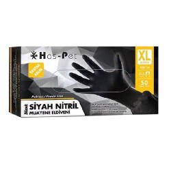 HASPET SİYAH NİTRİL 50Lİ PUDRASIZ MUAYENE ELDİVENİ XLARGE EXTRA KALIN